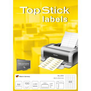 Laser Inkjet Label 400 St. 10 Blatt Drucker Etiketten 48,5x25,4 mm DIN A4