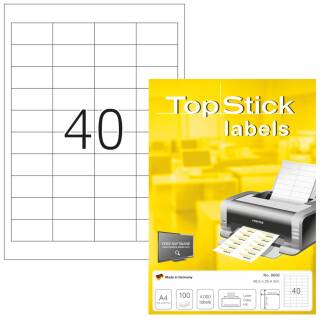 TopStick Nr. 8658 Klebeetiketten Label 100 Blatt A4 Blanko 48,5x25,4 mm