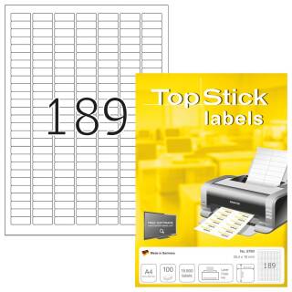 TopStick Nr. 8780 Klebeetiketten Label 100 Blatt A4 Blanko 25,4x10 mm