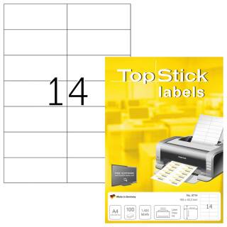 TopStick Nr. 8714 Klebeetiketten Label 100 Blatt A4 Blanko 105x42,3 mm