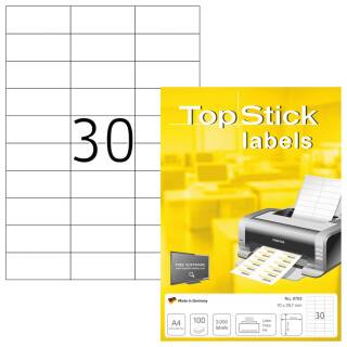 TopStick Nr. 8703 Klebeetiketten Label 100 Blatt A4 Blanko 70x29,7 mm