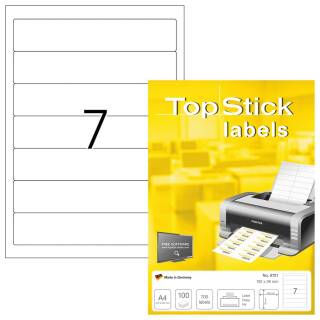 TopStick Nr. 8721 Klebeetiketten Label 100 Blatt A4 Blanko 192x38 mm