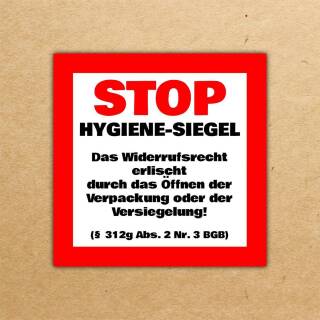 100x Hygiene Siegel Aufkleber Etiketten quadratisch 52x52 mm 80 g/m²  für die Kennzeichnung von Hygieneartikeln im Versandhandel