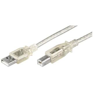 Goobay USB Druckerkabel Typ B Kabel 1 m USB-A Stecker > USB-B Stecker Drucker USB-Kabel transparent