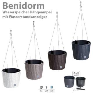 Dunkelbraun Erhard-Trading Hängeblumentopf Benidorm Blumenampel Blumentopf Kunststoff Rattan-Optik