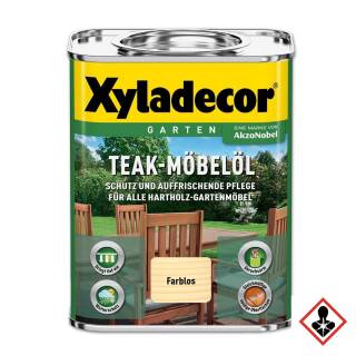 Xyladecor Teak-Möbelöl 0,75 l Farblos Außen Hartholz Pflegeöl Restaurieren Garten