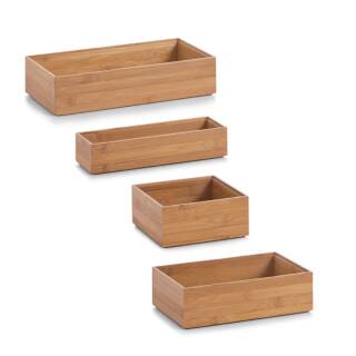Zeller Ordnungsboxen 4er-Set Bambus Holzkisten Allzweckkiste Aufbewahrung Schminke Spielzeug Büro Haushalt