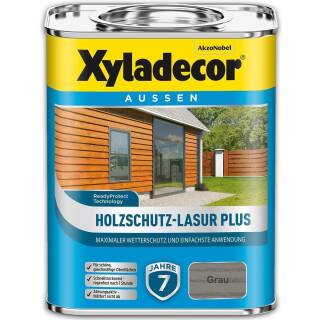 Xyladecor Holzschutz-Lasur PLUS Grau 4 l Außen Imprägnierung Langzeit