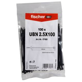 fischer Kabelbinder Nylon UBN 2,5x100 mm schwarz (100 Stück) 087488