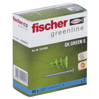fischer Gipskartondübel GK Green mit Schraube 4,5x35 mm (45 Stück) 524869