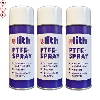 3x Ulith PTFE Spray 400 ml Gleitmittel Schmiermittel Imprägnieren Korrosionschutz