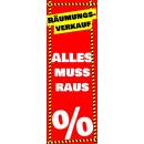 Räumungsverkauf Plakat ALLES MUSS RAUS Poster Werbeschild Ausverkauf Banner 119 cm