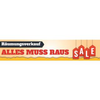 Banner 2,5 m Räumungsverkauf ALLES MUSS RAUS XXL Werbung PVC-Plane mit Ösen zum Aufhängen