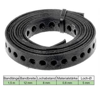 1,5 m GAH Lochband Nagelband Montageband Stahl schwarz beschichtet 12x0,8 mm