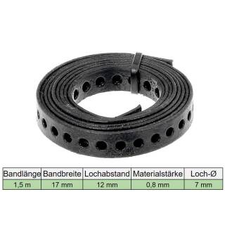 ALBERTS 1,5 m Lochband Nagelband Montageband Stahl schwarz beschichtet 17x0,8 mm