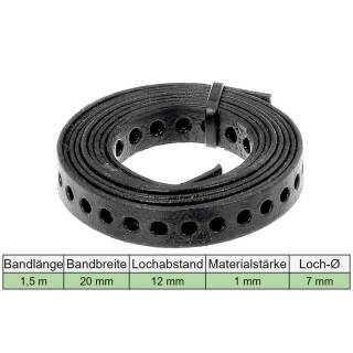 1,5 m GAH Lochband Nagelband Montageband Stahl schwarz beschichtet 20x0,8 mm