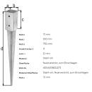 GAH Einschlagbodenhülse Pfostenträger Anker Stahl verzinkt 71x71 mm Höhe 750 mm