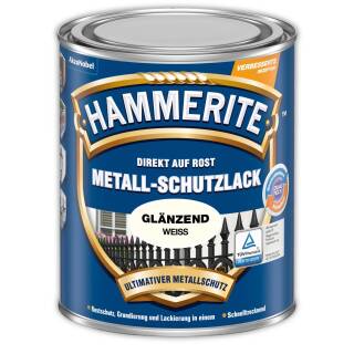 Hammerite Metall-Schutzlack glänzend WEISS 750ml Speziallack Rostschutz Lack
